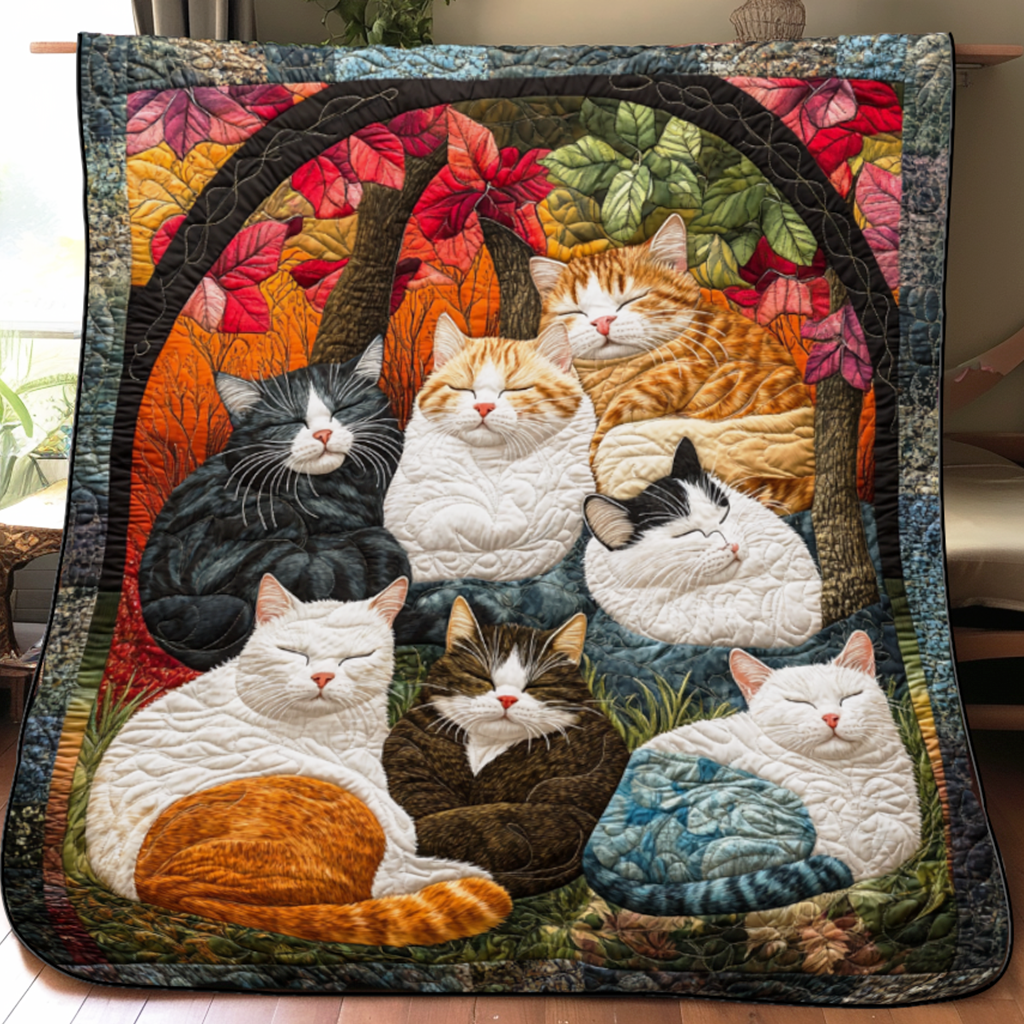 Adorable Cute Lazy Cat Floral Theme Quilted Blanket Sofa Throw Blanket Best Cat Themed Christmas Presents