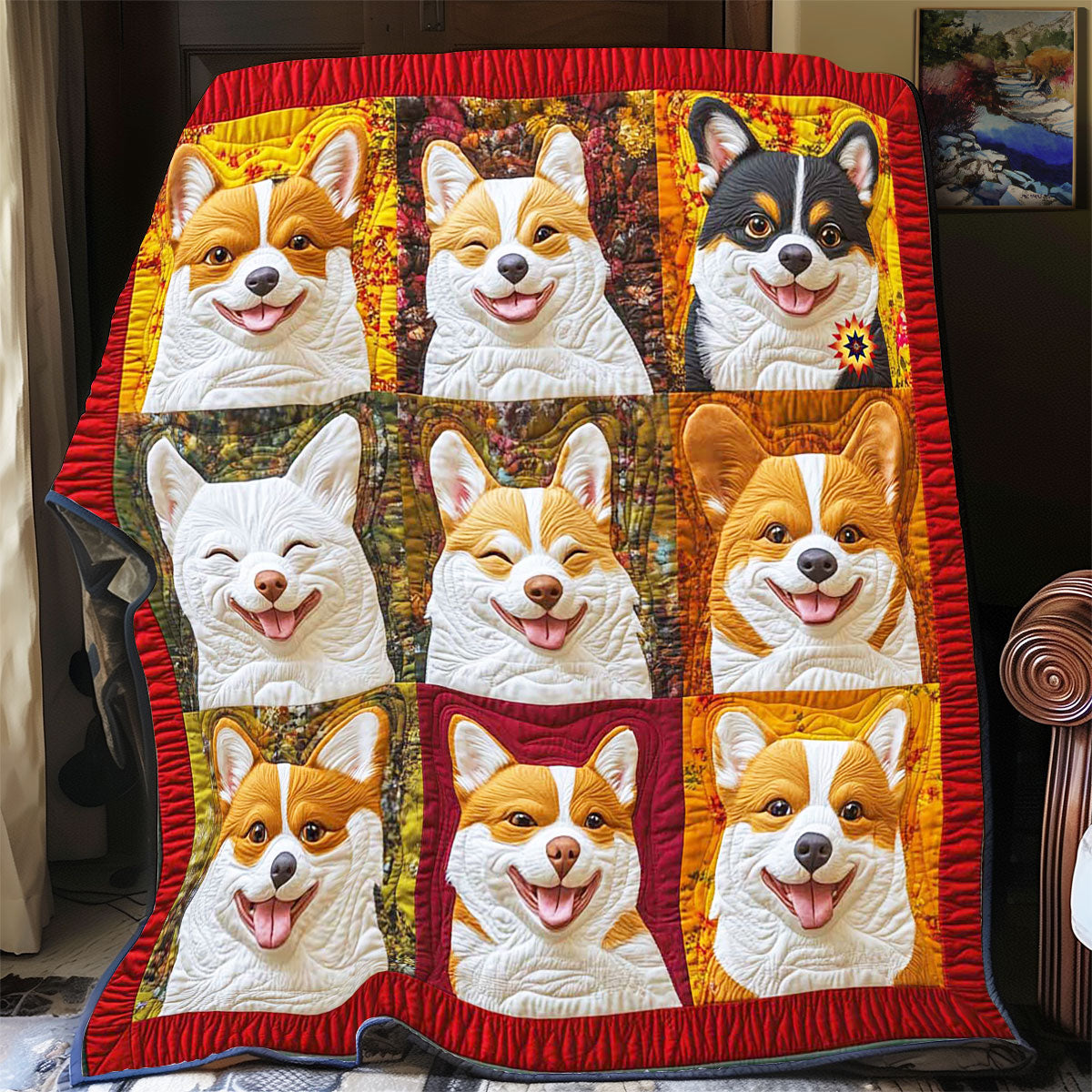 Adorable Corgi Quilt Blanket Best Couch Throw Blanket Funny Corgi Gifts