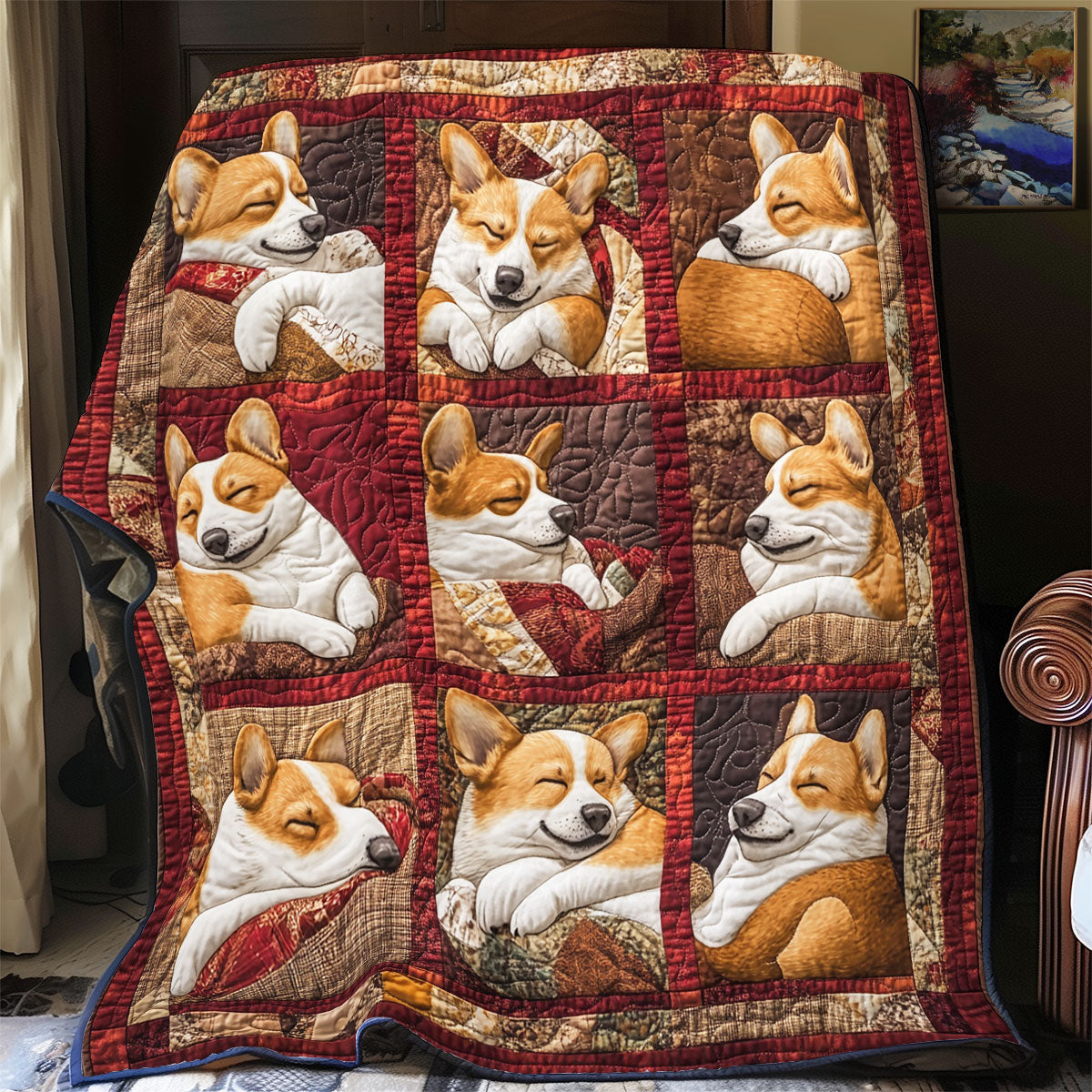 Adorable Corgi Quilt Blanket Sofa Couch Throw Blanket Corgi Mom Gifts Mother’s Day