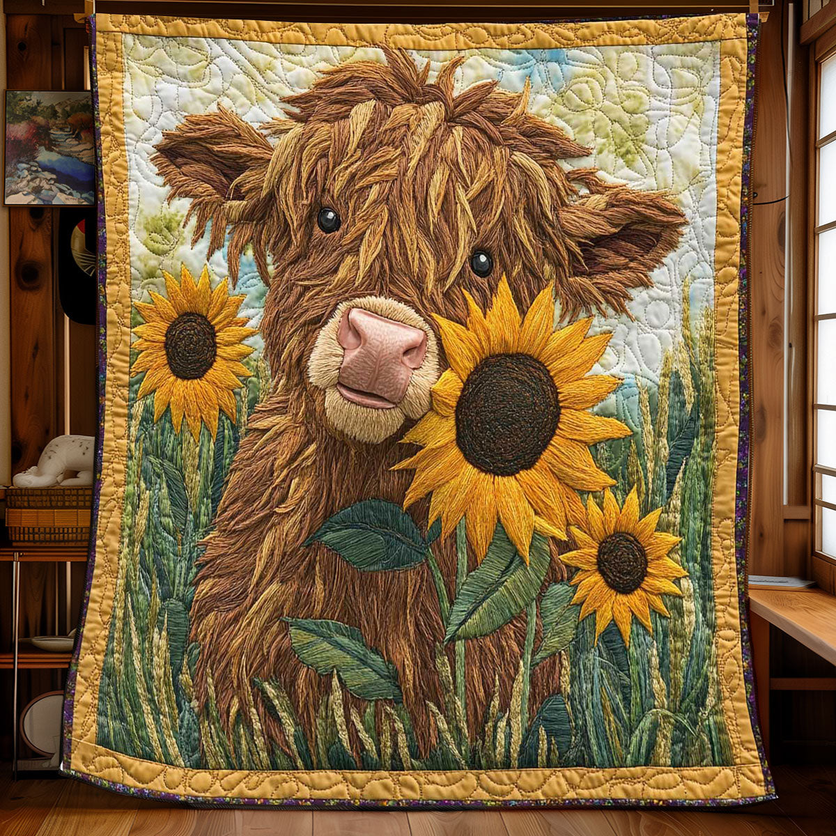 Adorable Cow Sunflower Quilt Blanket Cute Cozy Blanket Cow Gifts For Cow Lovers