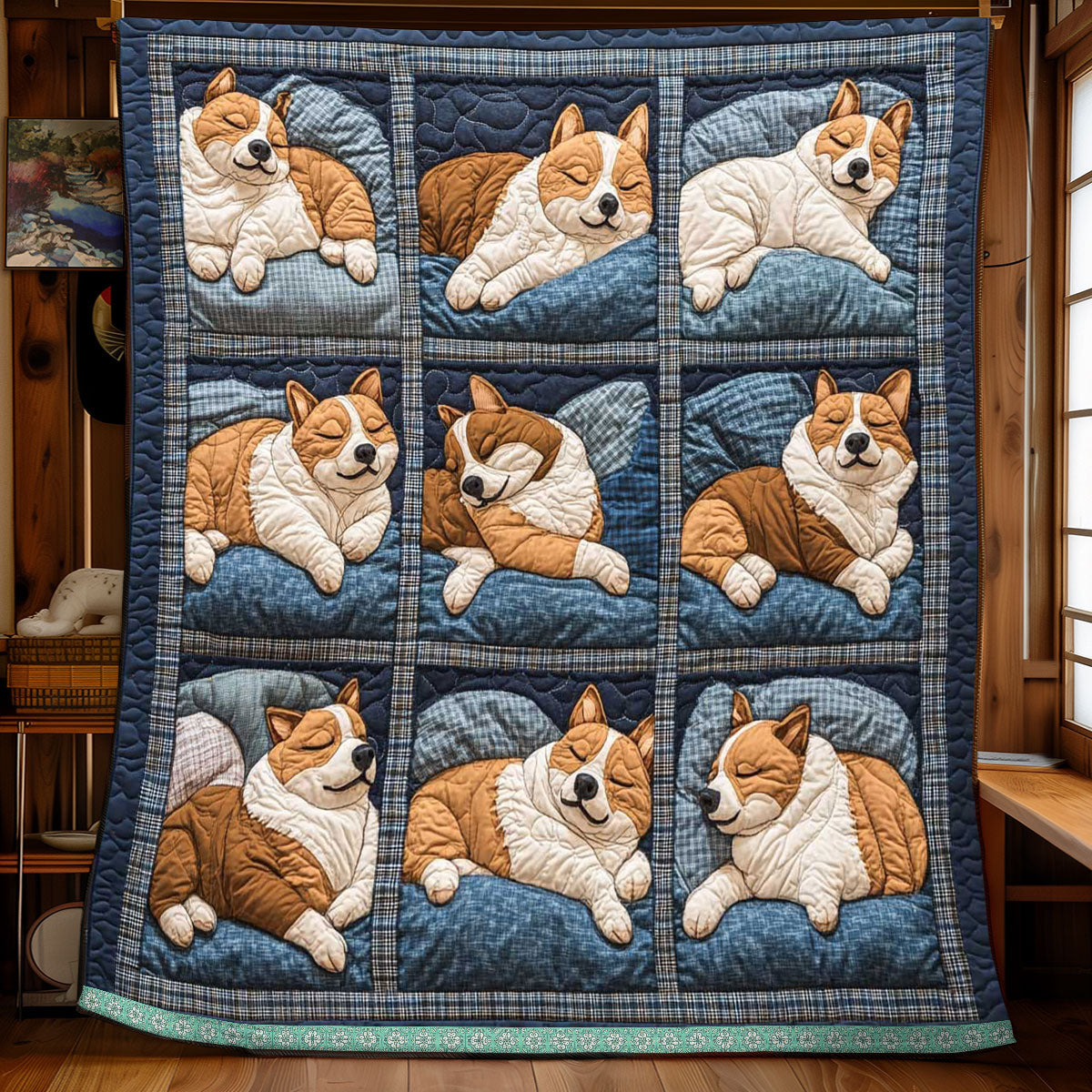 Adorable Corgi Winter Quilt Blanket Corgi Mom Gifts