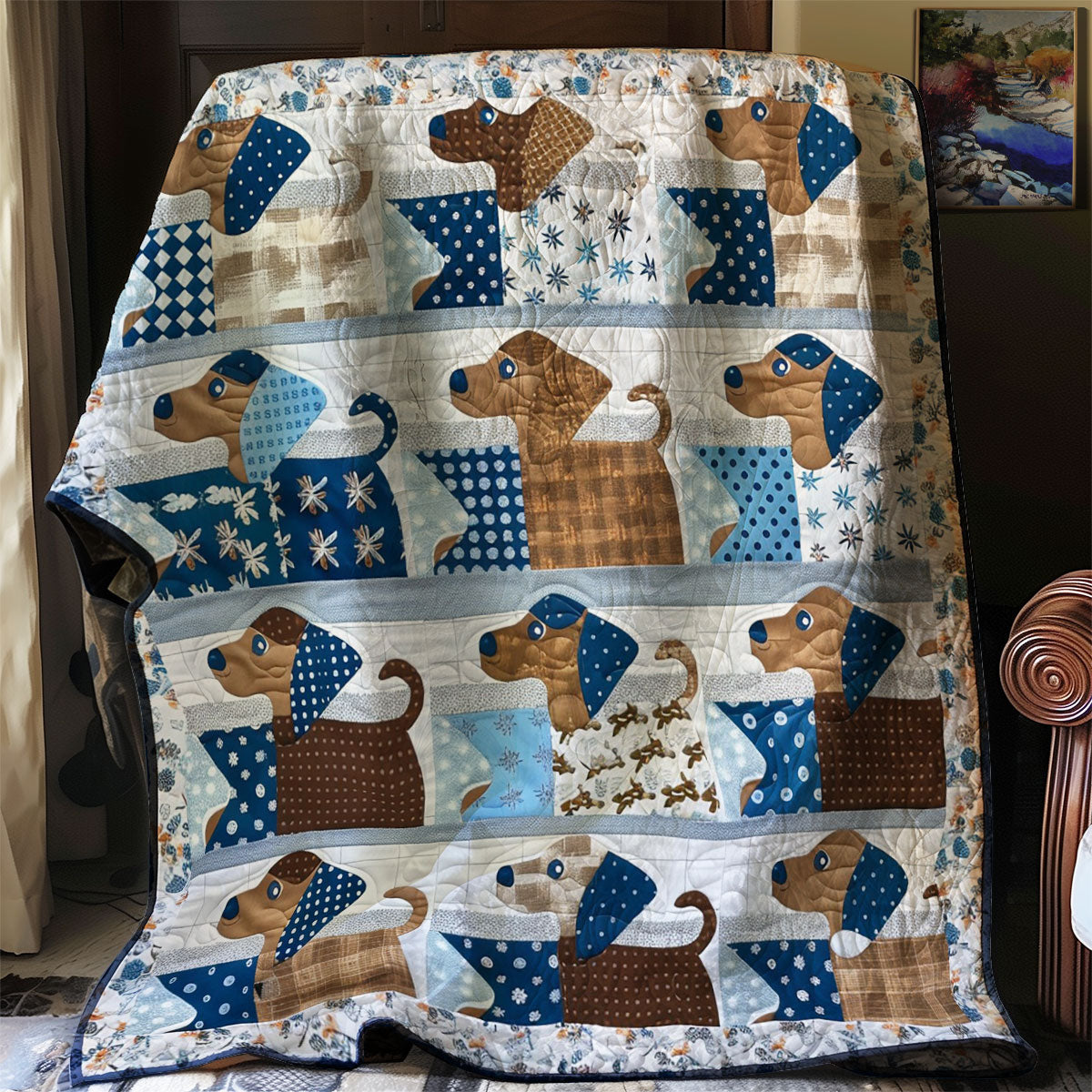 Adorable Dachshunds Quilt Blanket Weiner Dog Gifts